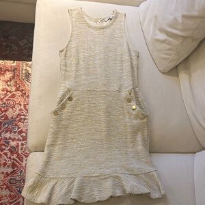 LOFT Cream Dress with Gold Button Details